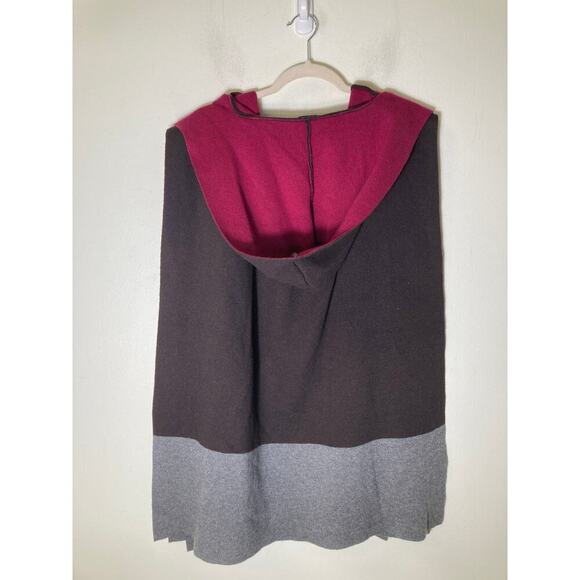 Lysse New York Color Block Knit Hooded Shawl Sz S - Picture 2 of 2